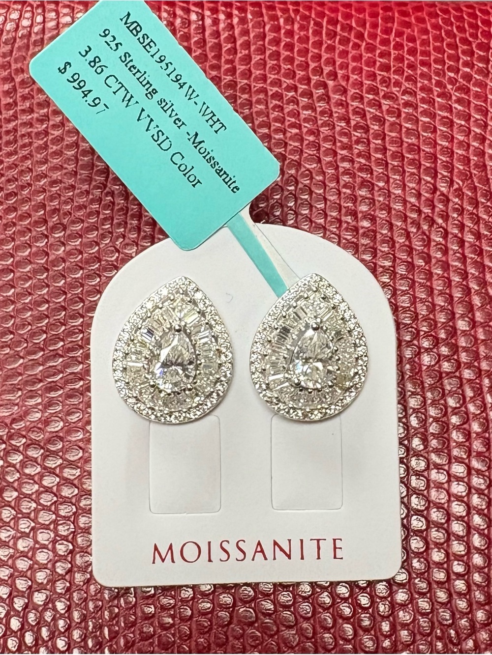 Pear Halo Stud Earrings - White Gold Tone